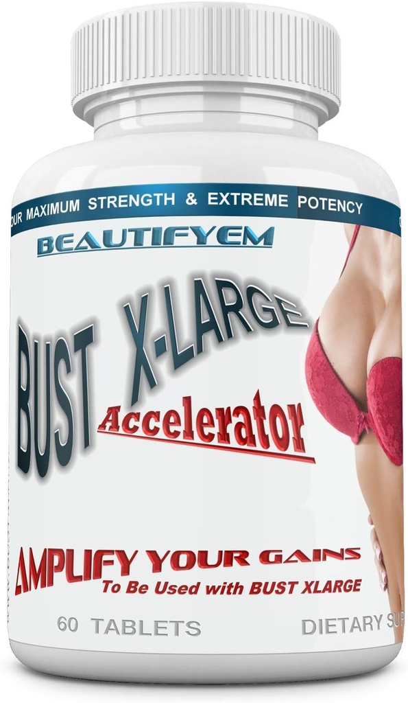 Bust X-Large Accelerator to be Used with Bust X-Large for Faster and Bigger Gains. Natural Breast Enlargement, Bust Enhancement – Get Larger, Fuller, Firmer Bigger Breasts. 60 Tablets.