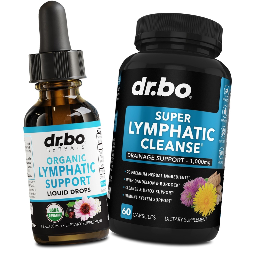 Lymporial Drainage Supplements Drops & Pills - Organic Lymporial Support Liquid Drops Cleanse Kapsler med Echinacea, Ingefær, Mælkebøtte, Rød Root Supplement Lymph Node Detox Cleanse System Drainage