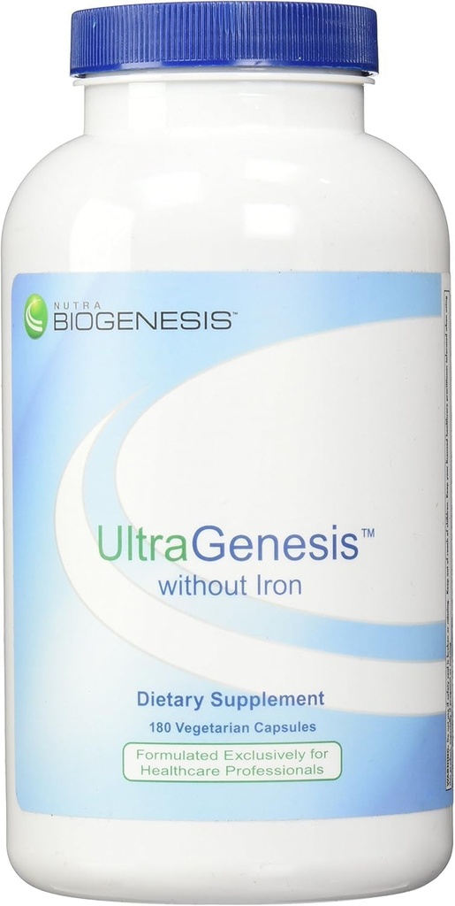 Nutra BioGenesis UltraGenesis - Multivitamin uden jern til kvinder og mænd, immunforsvar for 50 + med vitamin A, C, D, E og mineraler Calcium, zink + mere, Plantebaseret - 180 Veganske kapsler