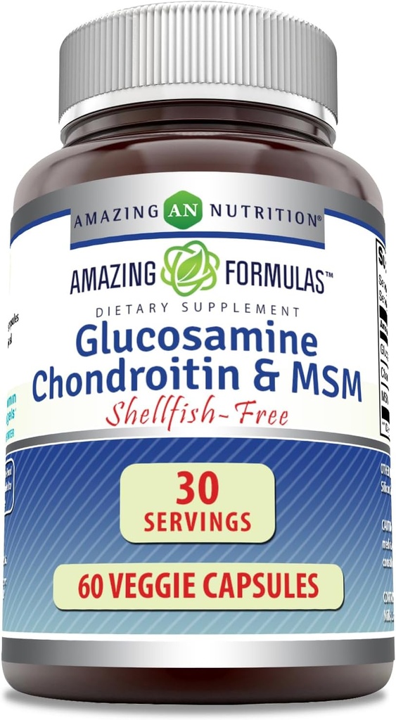 Amazing Formulas Glucosamin Chondroitin & MSM 60 Veggie Kapsler Note 124; Shellfish Free