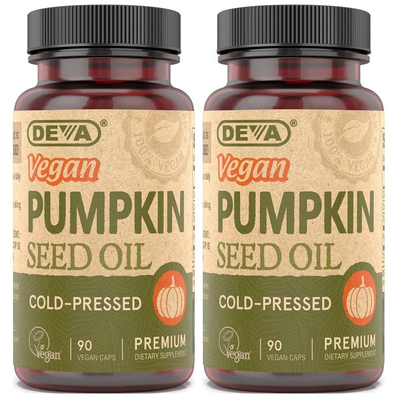 DEVA Nutrition Vegan Pumpkin Seed Oil 500 mg, Cold- Pressed & Uraffineret - 90 kapsler