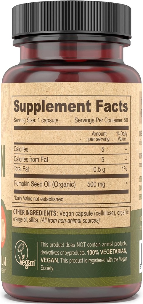 DEVA Nutrition Vegan Pumpkin Seed Oil 500 mg, Cold-Pressed & Unrefined - 90 Capsules