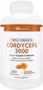 ML Naturals Triple Strength Cordyceps 3000 Lavet med Organic Cordyceps, 240 Vegetabilske kapsler. Sund immunstøtte, Non- GMO, NSF- Certified & cGMP- Compliant Third- Party Lab Testet.