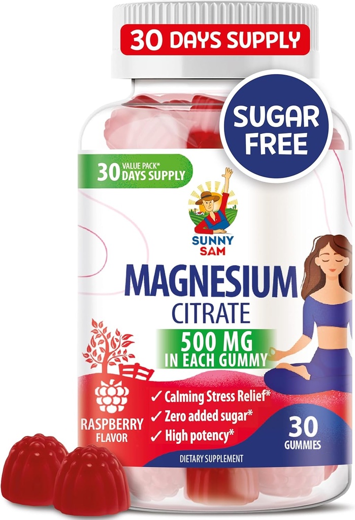 Magnesium Gummier for børn og voksne - 500mg - Rolig Magnesiumtyggere - Magnesium Citrate Chewable Supplement for Mood & Muscle Support