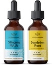 HERBAMAMA Herbal Liquid Drops Kit - Bundle of Stinging Nettle & Dandelion Root Tincture 2 fl oz - Vegan, Non-GMO, Sugar & Alcohol-Free - 2 Pack