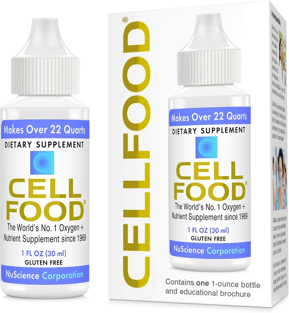 Cellfood Oxygen Boost, 1 fl oz - Flydende Oxygen supplement til Lymporial Drainage, Højdesygdom, Jet Lag, Træthed, Hovedpine, Hangovers &amp; Energy - Gluten Free, Cert. Kosher - Gør Over 22 Quarts