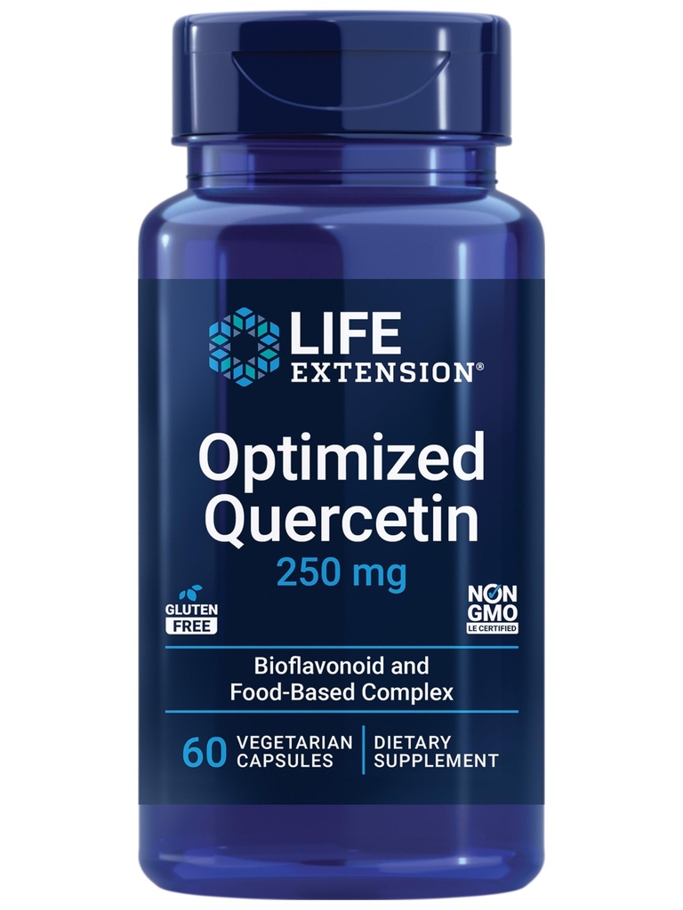Life Extension Optimized Quercetin 250 mg understøtter immunforsvar, hjertesygdomme, non- GMO, gluten Free - 60 vegetariske kapsler