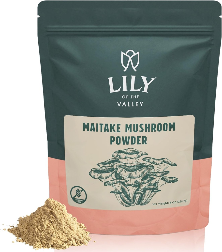 LILY OF the VALLEY Maitake Mushroom Powder - Grifola Frondosa - Great for Coffee & Smoothies - Vegan & Gluten- Free - Pakket i resealable Pouch (4oz, 113g)