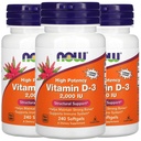 Foods Now Foods Vitamin D-3, 50 mikrogram (2000 IE), 240 Softgels, 3 Pack