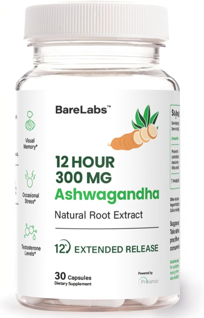 Ashwagandha 300mg + 12 timers tid Release Root Extract (Prolanza ®) + Stress, Sleep & Energy Support Supplement for mænd og kvinder - 30 dages forsyning