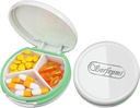 Serfeymi Small Pill Box - 3 Compartments Portable Pill Box til pung, Compact Mini Travel Pill Case - Egnet til medicin, Vitamin, Fish Oil, Kosttilskud - Hvid (Logo)
