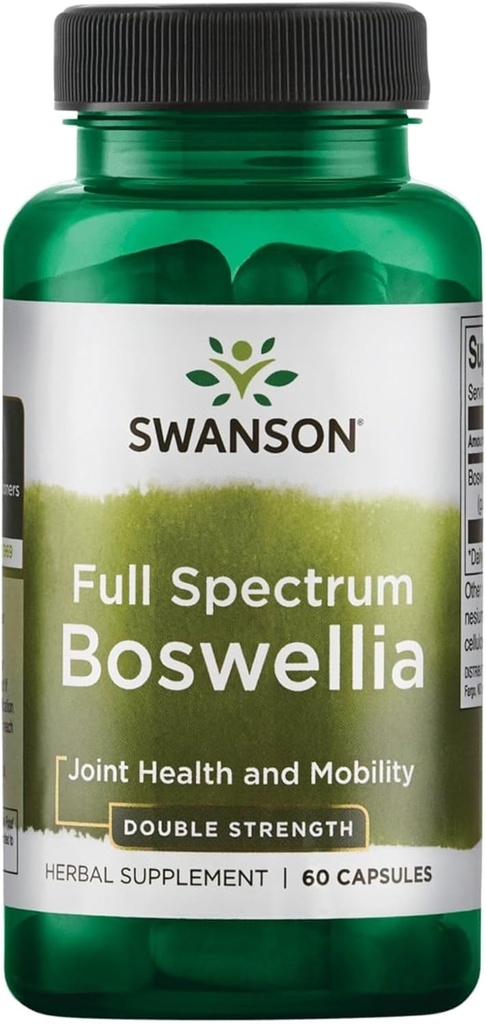 Swanson Double Strength Boswellia - Ayurvedic Herb for Joint Fleksibility & Mobility Support - Boswellia Serrata Resin - (60 kapsler, 800mg Hver)