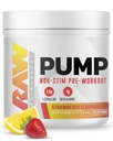 RAW Pump Stim Gratis Pre Workout (Strawberry Lemonade) - Ikke-Stimulant Pre Workout supplement Pulver Nitrooxid Booster - Pre Workout Kosttilskud drikke til under træning - 40 Servere
