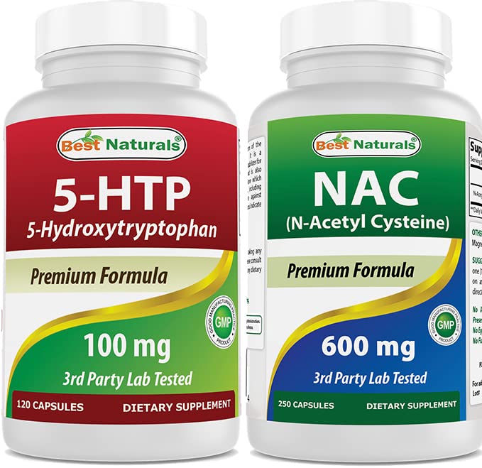 Bedste Naturals 5- HTP (5- hydroxytryptophan) 100 mg & NAC - N Acetyl Cysteine 600 mg