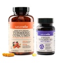 NatureWise Curcumin Gurkemeje 2250mg med BioPerine & Vegan Vitamin K2 MK- 7 100mcg og MK4 500mcg - 180 Greve & 90 Softgels