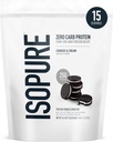 Isopure Zero Carb 100% Pure Whey Isolate Protein Powder, Lactose Free, Gluten Free, Med vitaminer, Cookies & Cream, 25g Protein Per Servering, 1 Lb, 15 Servere (Packaging May Vary)