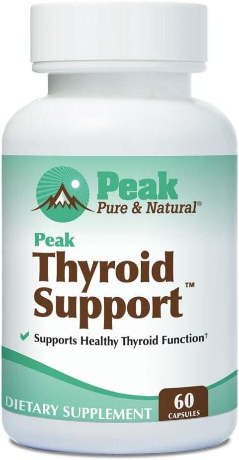 Thyroid Support by Peak Pure & Natural | Thyroid Supplement and Metabolism Booster to Support Weight Maintenance | Iodine Supplement Designed for Underactive Thyroid | 60 Capsules