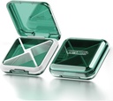 DUBSTAR Daily Pill Organizer, 4 Compartments Portable Travel Small Pill Case, Pill Box for Purse Pocket til at holde vitaminer, torsk leverolie, kosttilskud og medicin (grøn)