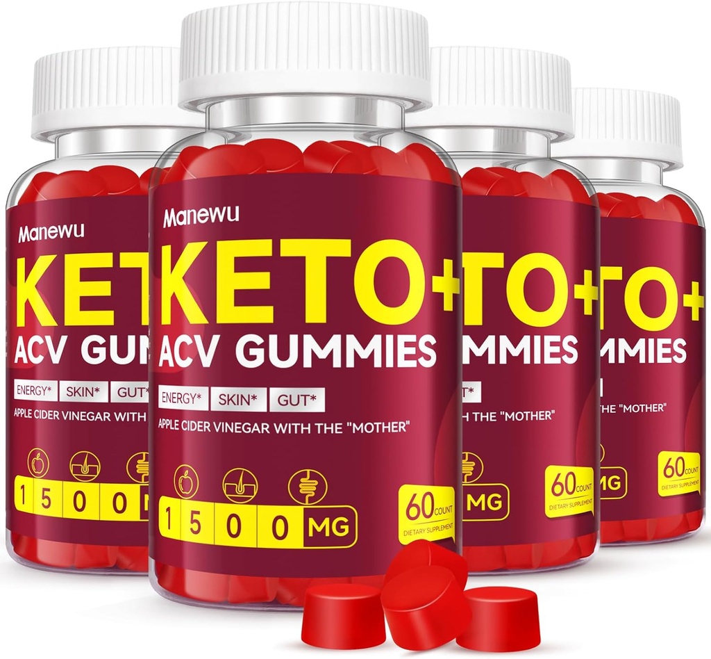 Keto ACV Gummies - 1500mg Apple Cider Vincipes med mor - Vegan, Non- GMO, Organic Apple Cider Vincipes for Women Mænd, Detox & Cleanse, 4 Pack