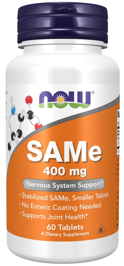 Now Foods Supplements, SAME (S- Adenosyl- L- methionin) 400 mg, Nervesystemet Support *, 60 tabletter