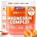GoBiotix Magnesium Glycinat Pulver - Cortisol Kosttilskud til kvinder og mænd - Høj Absorption Magnesium Complex Calm tillæg med citrat, Malat - Sukker fri - 420 mg, 60 Servering - Peach Tea