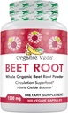Organic Veda Beet Root Capsules 1500mg - 300 Beet Root Powder Kapsler med høj styrke Nitrater til støtte cirkulation, nitrogenoxid, energi, Endurance & Stamina - Non- GMO & Gluten- fri