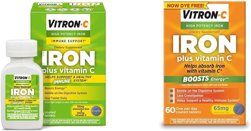 Vitron- C højpotens jerntilskud med C-vitamin, 60 greve, pakke med 2