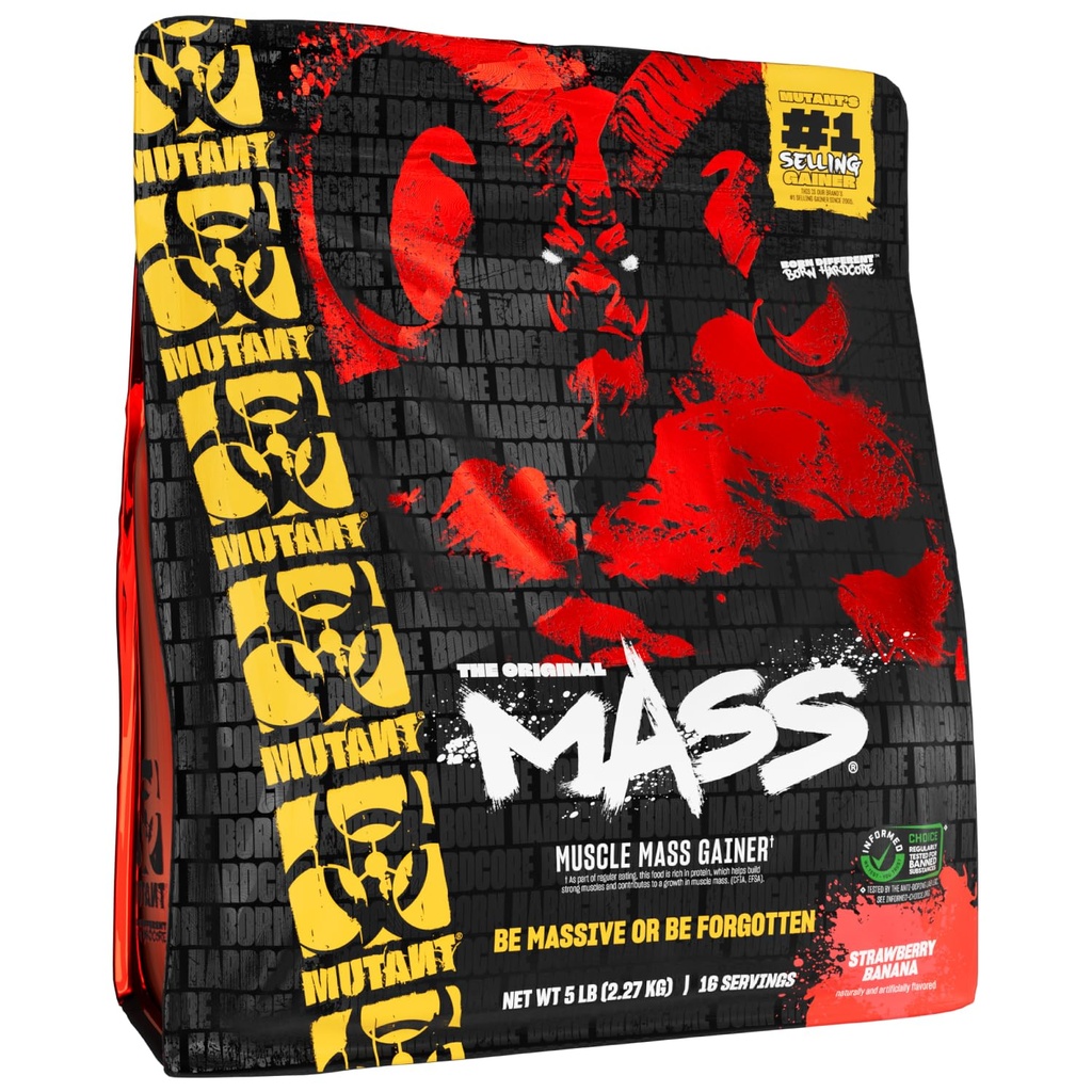 Mutant Mass MSD 124; Vægt Mass Gainer Protein Powder - høj kalorie Protein Powder for Mass gain - Strawberry Banana - 5 Pound