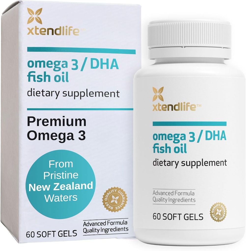 Xtenenlife Omega 3 DHA Fish Oil - 1100 mg med 700mg DHA og 300mg EPA - Omega 3 6 9 Supplement til hjerte og hjerne - 1 måned Tilgang (60 Greve)