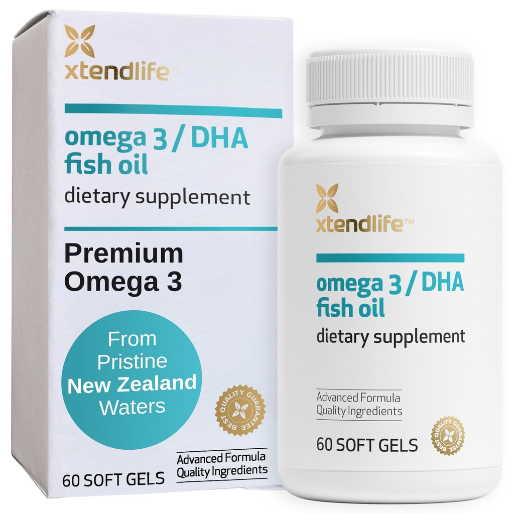 Xtenenlife Omega 3 DHA Fish Oil - 1100 mg med 700mg DHA og 300mg EPA - Omega 3 6 9 Supplement til hjerte og hjerne - 1 måned Tilgang (60 Greve)
