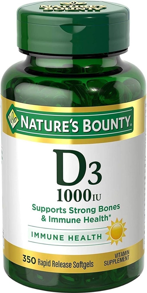 Nature 's Bounty Bounty D- 1000 IE Kosttilskud Rapid Release Liquid Softels 350 ea (pakke med 2)