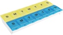 EZY DOSE Pill Organizer Weekly AM / PM (7-dag), Medicine Planner, Vitamin Case / Box, 2X-store låseafdelinger til sikker reception og forhindre utilsigtet spild, blå og gul, BPA gratis