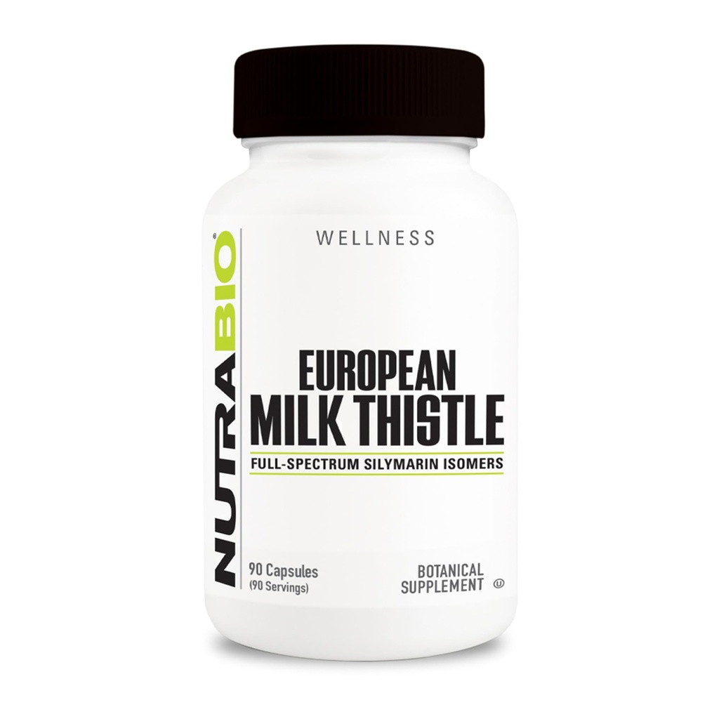 NutraBio European Milk Thistle Supplement, 241mg - Supports Antioxidant Benefits and Wellness for Liver Detox, 90 Capsules, 80% Silymarin Extract, Herbal Supplement
