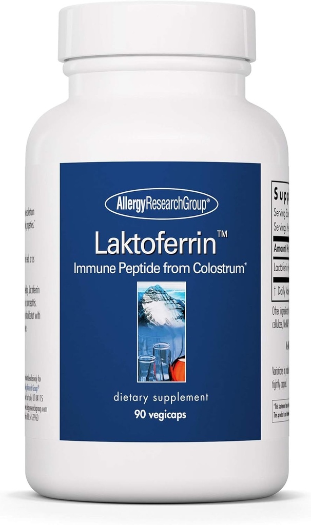 Allergy Research Group Laktoferrin Supplement - Lactoferrin Kosttilskud 350 mg, Bovine Colostrum, Immunpeptid, Iron Supplements, Vegicaps - 90 Greve