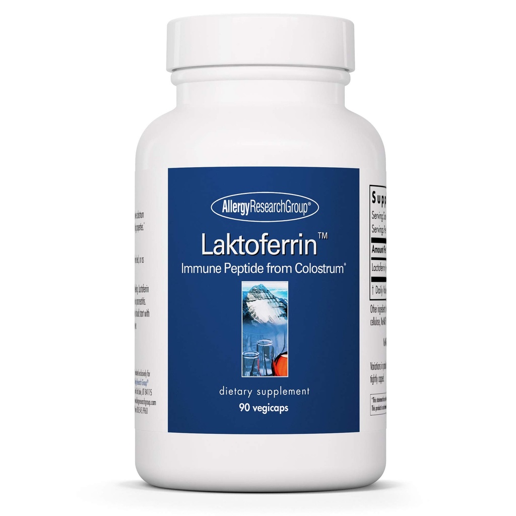 Allergy Research Group Laktoferrin Supplement - Lactoferrin Kosttilskud 350 mg, Bovine Colostrum, Immunpeptid, Iron Supplements, Vegicaps - 90 Greve