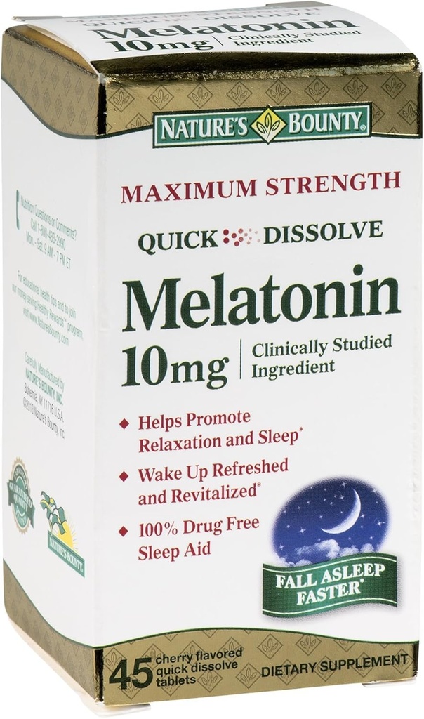 Naturens Bounty Melatonin 10 mg Quick Opløs Tablets 45 ea (pakning med 3)