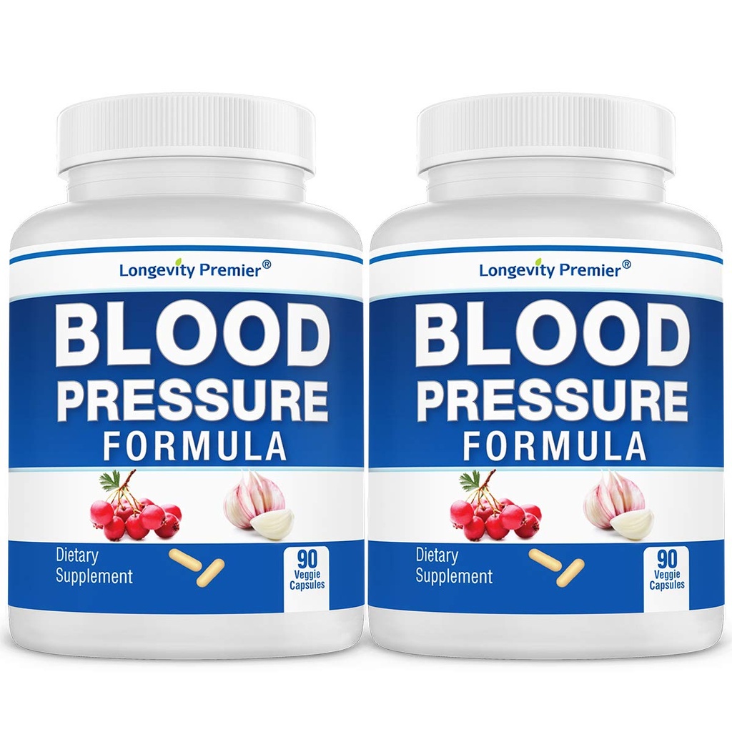 [2- Flaske Value Pack] Longevity Blood Pressure Formel -Scientific formulated with Hawthorn & 12 + Kvalitet Alle naturlige urter