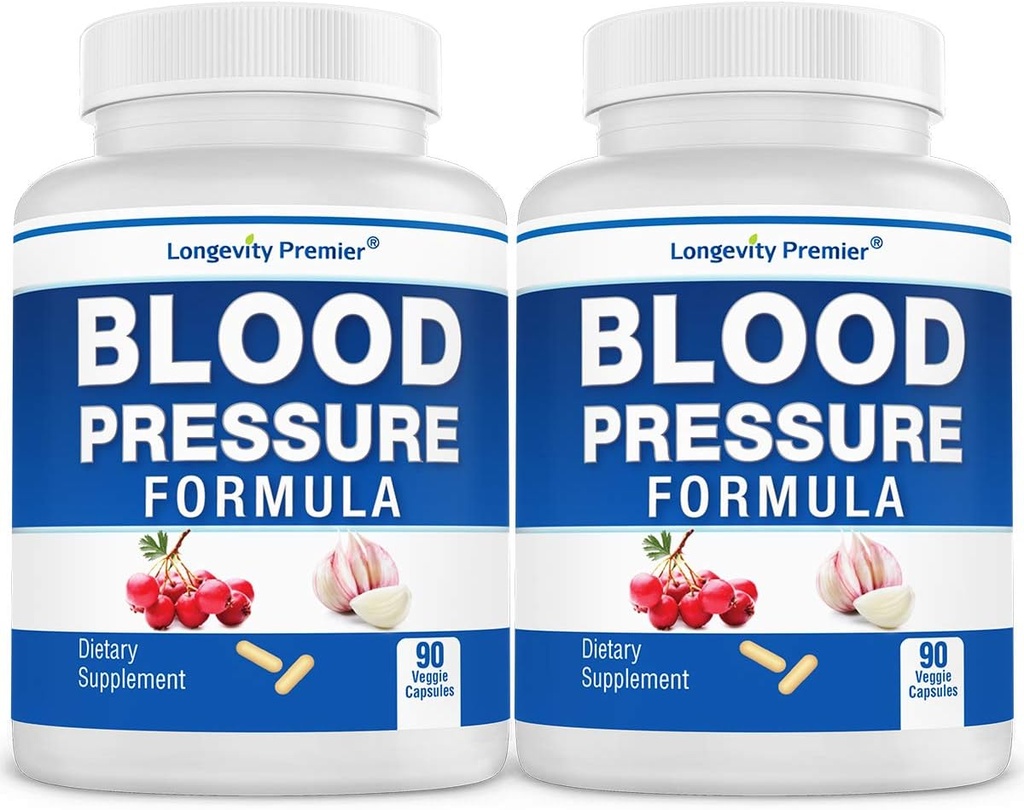 [2- Flaske Value Pack] Longevity Blood Pressure Formel -Scientific formulated with Hawthorn & 12 + Kvalitet Alle naturlige urter