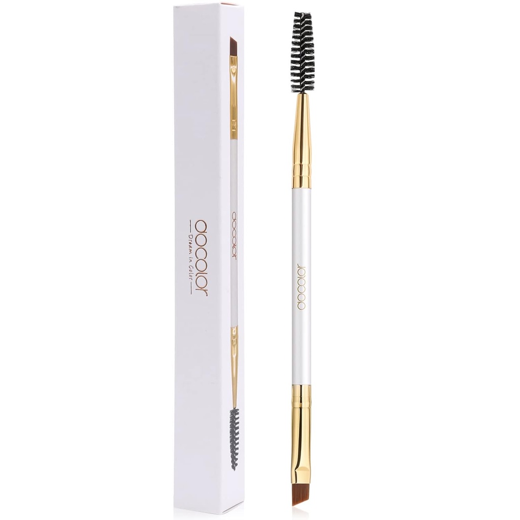 Docolor Eyebrow Brush Duo Eyebrow Spoolie Professional Vinklet Eye Brow Brush Perfekt til Lining og Shaping Brows, Spoolie til Brows eller Lass White