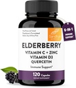 Sandhu 's Elderberry C-vitamin og zink med vitamin D3 & Quercetin Budd124; Supplement kapsler til mænd & Kvinder Budd124; Understøtter immunforsvar Budding124; 120 Tæl (pakke med 1)