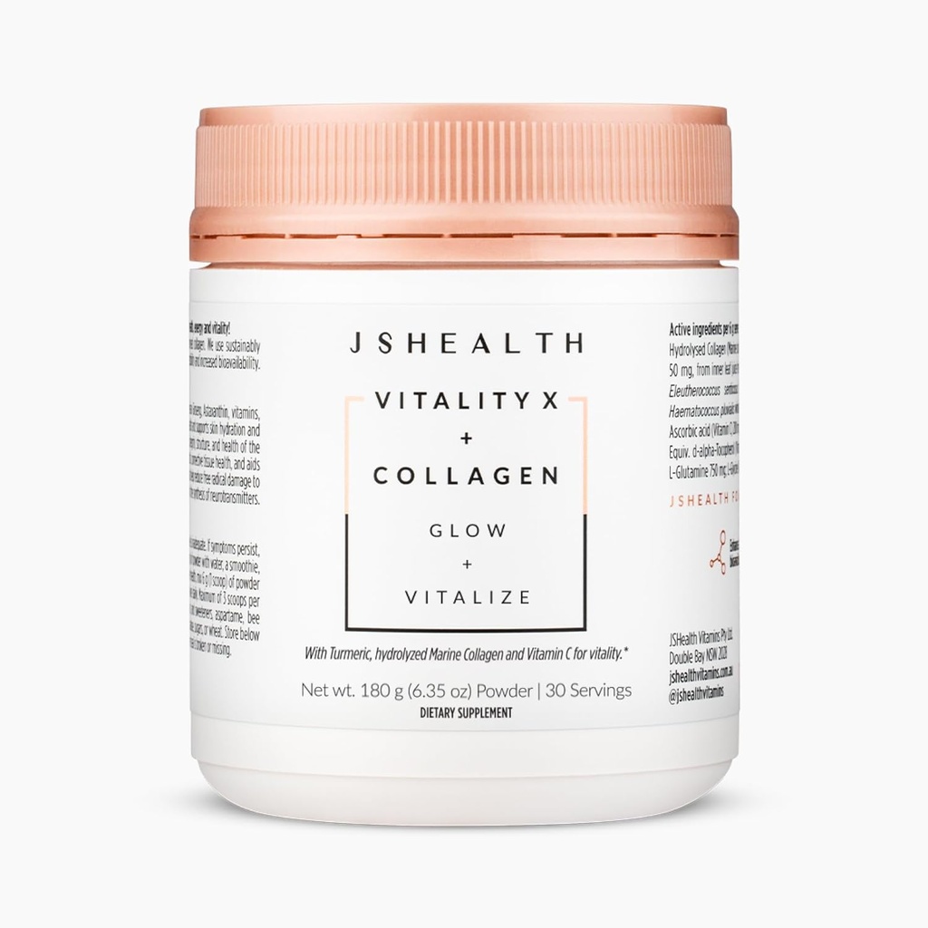 JSHealth Vitamin Vitality X + Collagen - Beauty Powder supplement med Aloe Vera Silica og Vitamin C & E til nourish hår hud og negle (180g)