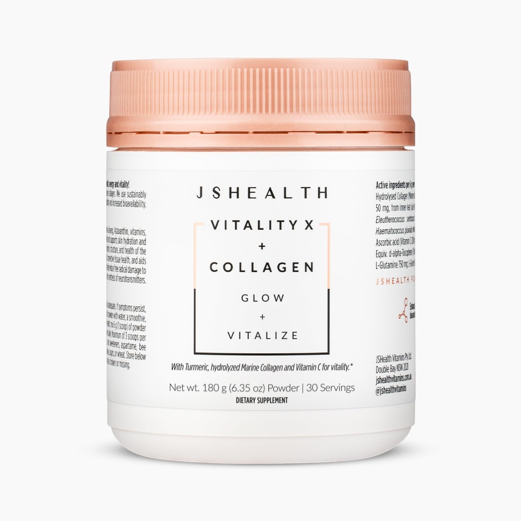 JSHealth Vitamin Vitality X + Collagen - Beauty Powder supplement med Aloe Vera Silica og Vitamin C & E til nourish hår hud og negle (180g)