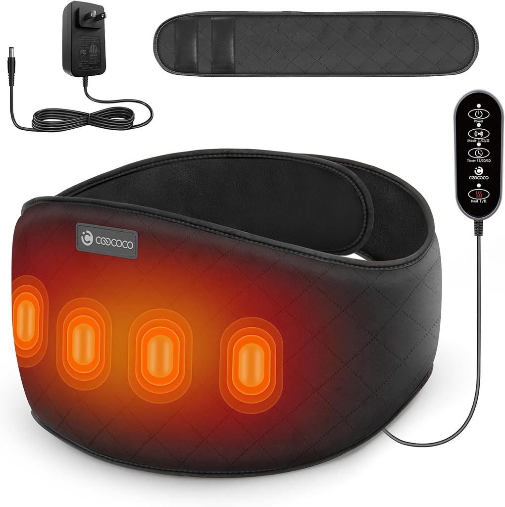 Lower Back Massager with Heat, CooCoCo Heating Pad with Massager for Pain Relief, Heat Pad with Auto-Off, Heated Waist Belt, Birthday Gifts for Women Men Mom Dad (Corded)