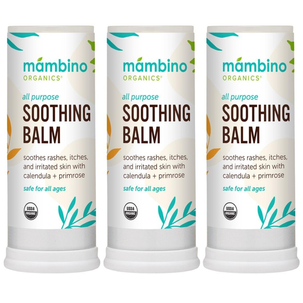 Alle formål Lindrende Balm - Økologisk, Egyptisk Calendula & Aften Primrose - Itch Relief for Bug Bites, ble Udslæt, Irriteret hud, Baby Balm Stick - Cruelty- Gratis af Mambino Organics, 3-Pack