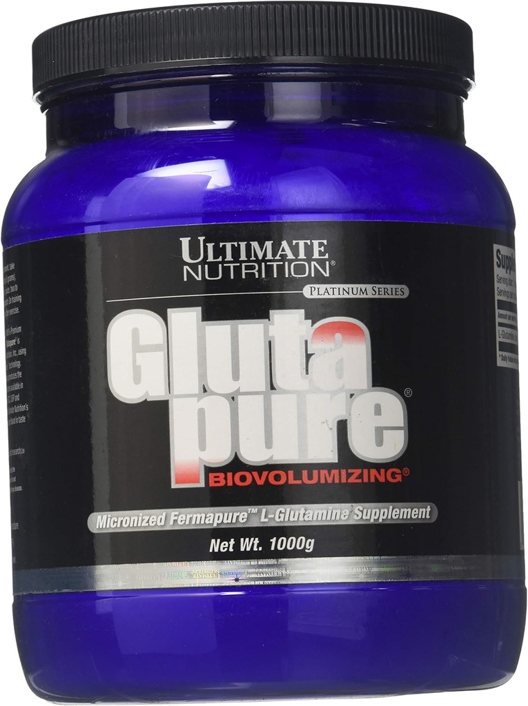 Ultimate Nutrition Gluta Pure Biovoltilizing Mikronized Fermapure L- Glutamin, Intestinal Health Regulation, Muscle Recovery, immunforsvar Supplement 1000G