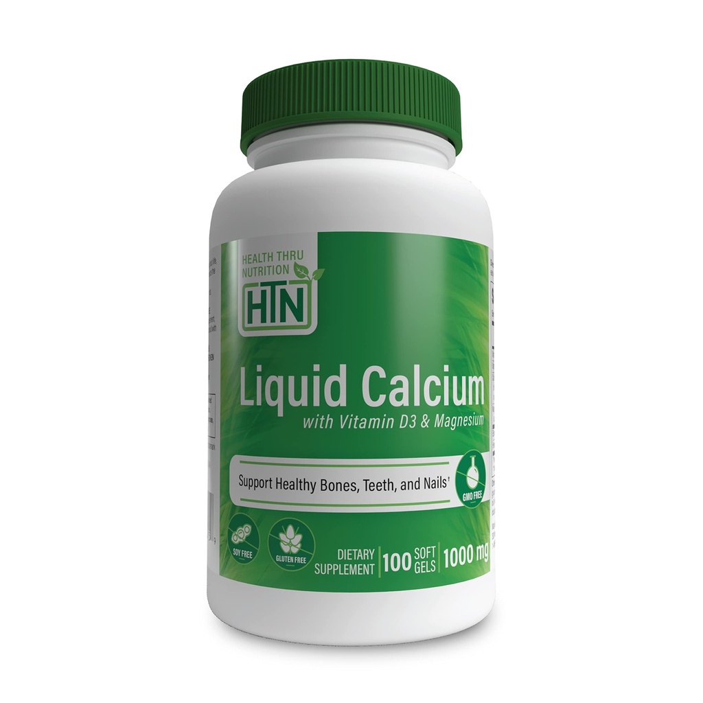 Health Thru Nutrition Liquid Calcium 1000mg, Magnesium 400mg, Vitamin D3 1.000iu og Boron Buddh124; Knoglegendannelse & Styrke med 6 Calcium Complex Buddh124; 3. part testet 124; Non- GMO Gluten Free (pakke med 100)