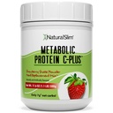 Metabolisk protein C- Plus Whey Protein Powder & Shake Meal Erstatning med C-vitamin, L-glutamin & fordøjelsesenzymer, Lav Carb Protein Drink, Support Metabolisme, Energi & Gut sundhed 1.1lb Jordbær