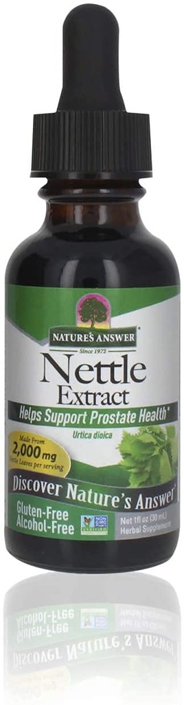 Naturens svar Nettle Leaf 1oz Uddrag af 124; Prostata supppot af 124; Koncentreret mørkegrøn Nettle Leaf Urte Supplement 124; Non- GMO, Kosher, Gluten- fri, & Alkohol- fri; Enkelt optælling