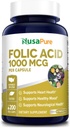 NusaPure folinsyre 1000mcg 200 Veggie Caps (non-GMO, Vegetarisk, Gluten Free)