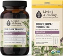 Gut Health Supplements - Din Flora Probiotic Følsom med gæret Soybean, Lemon Balm, Pebermynte, & Prebiotics - Rense Detox til mænd og kvinder - Vegan, Non- GMO - Living Alchemy, 60 Pcs